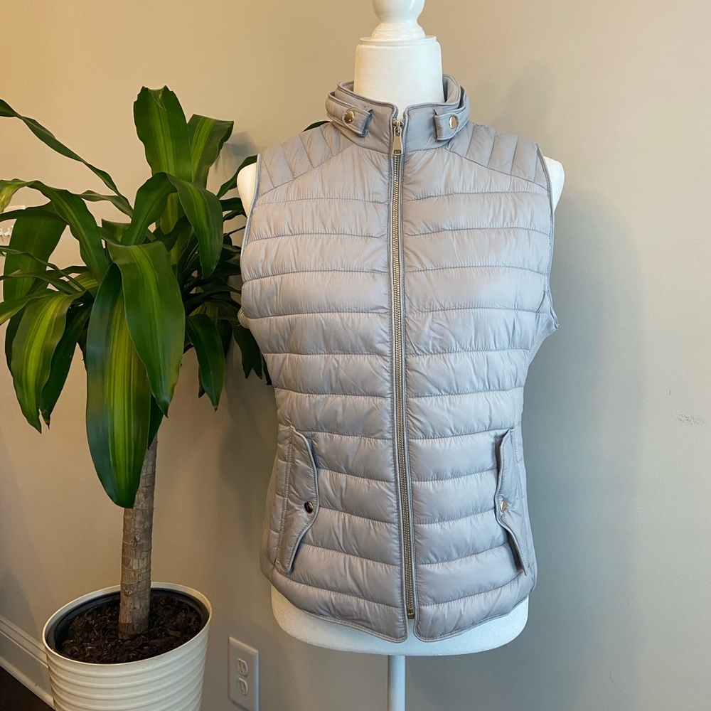 Love Tree Puff Vest in Light Gray - Size L